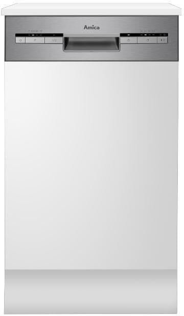Amica EGSP 569 900 E Teilintegrierter Geschirrspüler, 45 cm breit, 9 Maßgedecke, AquaStop, 4 Programme, Edelstahlblende