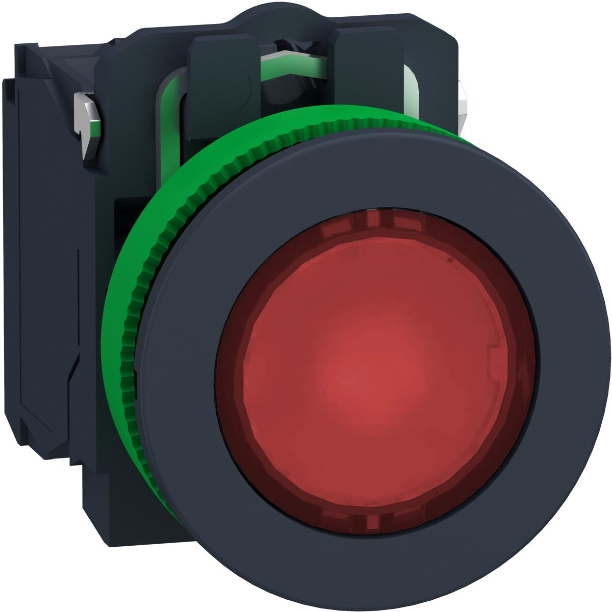 Schneider Electric XB5FW34B5 Harmony XB5F, Leuchtdrucktaster, Kunststoff, 30mm, universelle LED, 1S+1Ö, 24V ACDC, rot