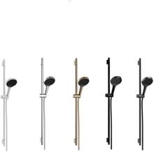 hansgrohe Rainfinity Duschset 130 3 Strahlarten wassersparend mit Duschstange S Puro, Push-Duschkopfhalterung und Designflex Textilbrauseschlauch 160 cm, Metall, 8,5 l/min, 130 mm