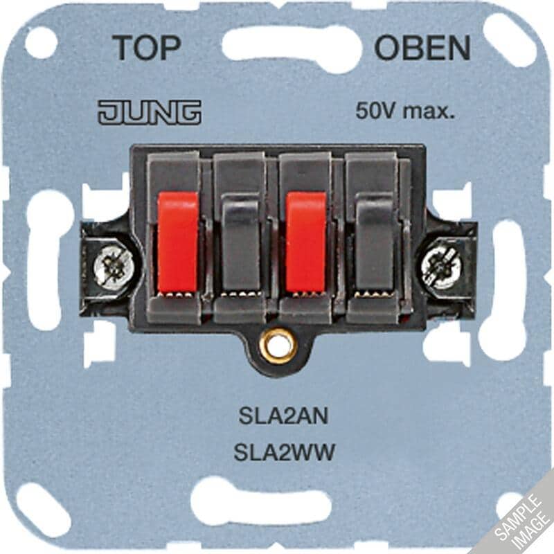 Stereo-Lautsprecher-Anschlussdose 25 V ~, 60 V DC, Alpinweiß, Jung SLA2WW