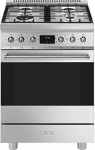 Smeg C6GMXD2 Standherd mit Gaskochfeld, 60 cm breit, 70 L, 8 Garfunktionen, Edelstahl mit Anti-Finger-Protektion