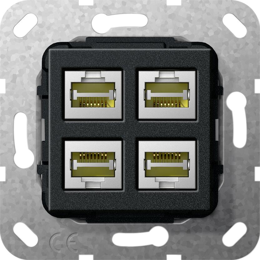 Einsatz Modular Jack RJ45 Cat. 6A 10 GB Ethernet 4fach Gira 569810