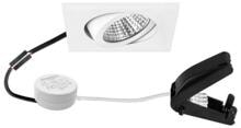 Brumberg BB05 LED-Einbaustrahlerset mit LED-Modul, Rundkonverter Phasenabschnitt dimmbar und Anschlussbox, 6W, 630lm, 3000K, eckig, schwenkbar