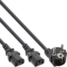 InLine Netz-Y-Kabel, 1x Schutzkontakt ST zu 2x Kaltgeräte ST