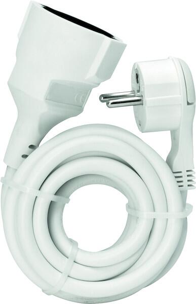 PROTEC.class PSKFL2w Verlängerung mit Schutzkontakt-Flachstecker, Schutzkontakt-Kupplung, H05VV-F, 2m, weiß