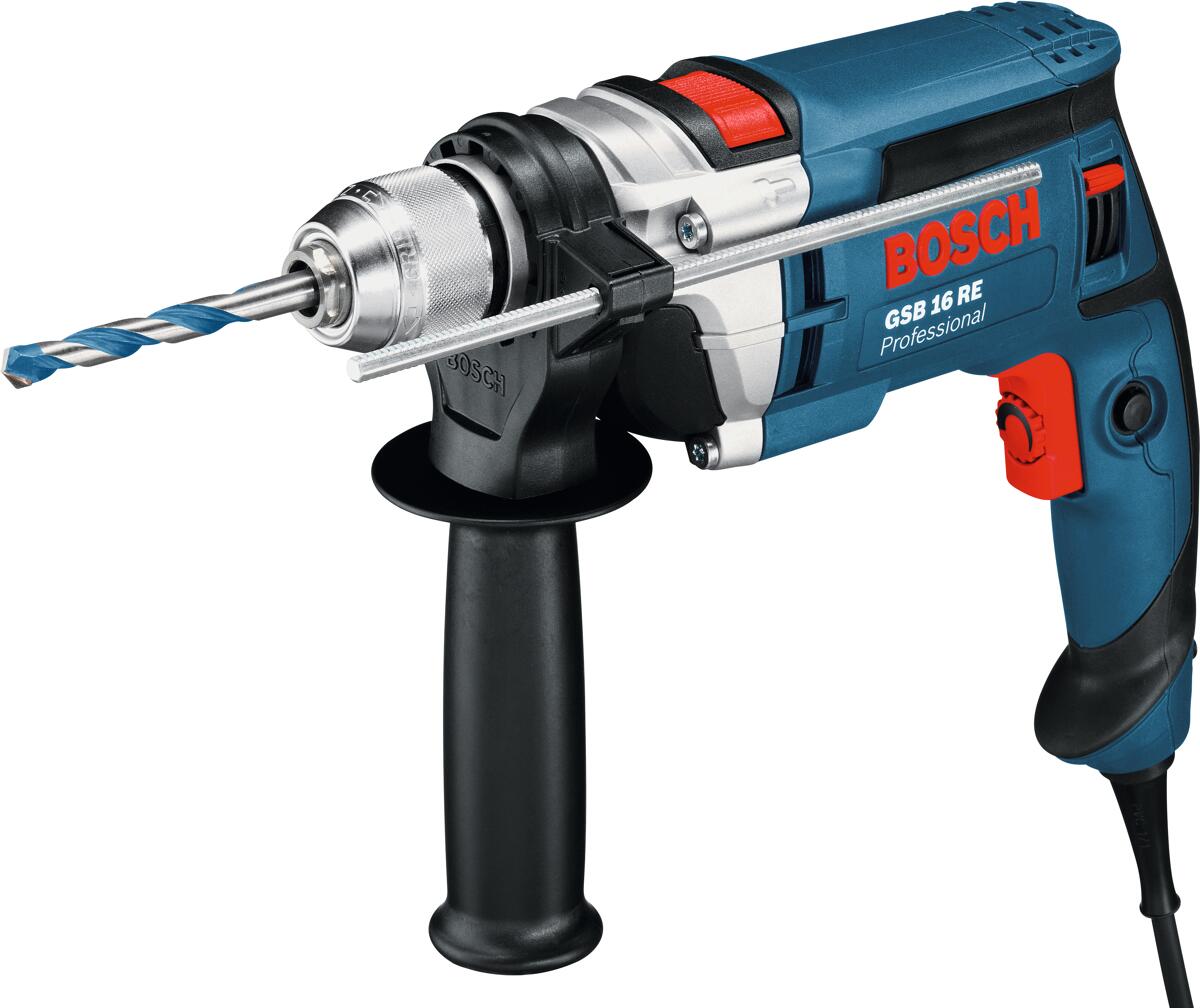 Bosch GSB16RE Professional Schlagbohrmaschine (060114E500), Schnellspannbohrfutter, 750 W, inkl. Handwerkerkoffer