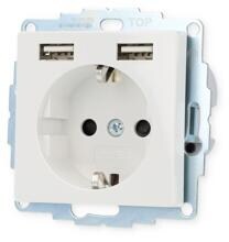 2USB inCharge PRO Schutzkontakt-Steckdose, 2xUSB-A, 55x55x32mm, UP, reinweiß glänzend (106202)