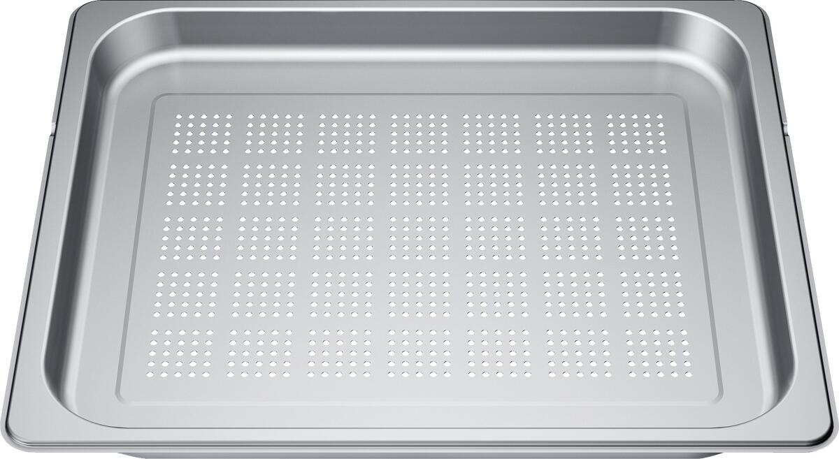 Bosch Siemens 17007066 Garbehälter, Edelstahl, Dampfgaren, Größe XL,, gelocht, 454 x 375 x 35