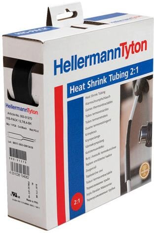 HellermannTyton HIS-PACK-9.5/4.7-PO-X-BK Warmschrumpfschlauch 2:1, 9,5/4,7 mm, Länge 5 m, schwarz (300-30950)