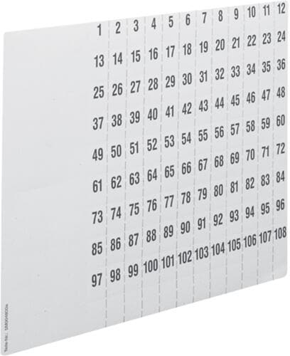 Hager ZZ90C Beschriftungsbögen, univers Z, Nummerierung 1-108, DIN A4, 1 Pack=10 Stück