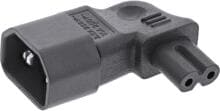 InLine Netzadapter IEC 60320 C14 / C7, L/R gewinkelt, 3pol. Kaltgeräte zu 2pol. (16723D)
