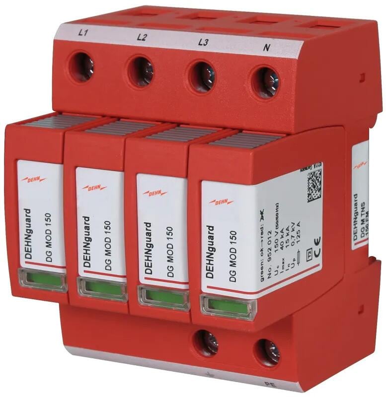 Dehn DEHNguard M TNS 150 FM Überspannungsableiter für TN-S-Systeme, Typ 2, 4-polig, rot (952408)
