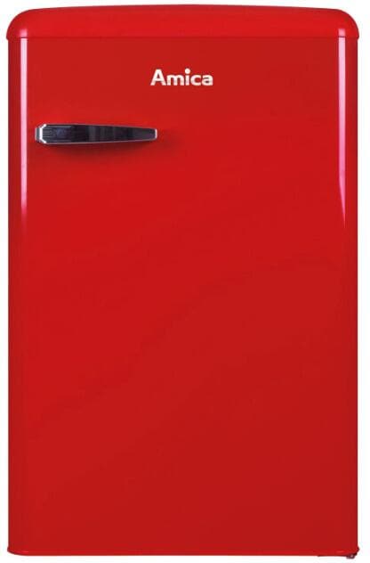 Amica KSR 361 160 R Retro Standkühlschrank mit Gefrierfach, 55 cm breit, 108 L, rot