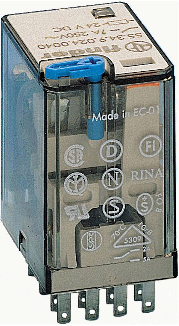 Finder 55.34.9.012.0094 Miniatur-Steckrelais, 4 Wechsler für 7A/250V AC (553490120094), 10 Stck.