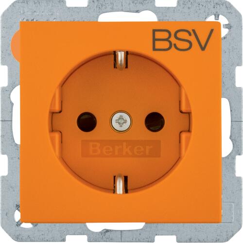 Berker 47231917 Steckdose SCHUKO, Aufdruck BSV, erhöhter Berührungsschutz, S.1, orange matt