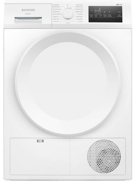 Siemens WT43H004 iQ300 8kg EEK: E Wärmepumpentrockner, 60 cm breit, autoDry, Touch LED-Display, easyClean-Filter, softDry-Trommelsystem, weiß
