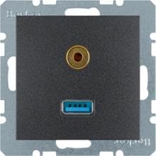 Berker 3315391606 USB/3,5 mm Audio Steckdose, B.3/B.7, anthrazit matt