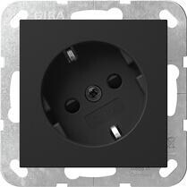 Gira 4418005 SCHUKO-Steckdose 16 A 250 V~ mit um 30° gedrehtem Einsatz und Shutter System 55, Schwarz Matt