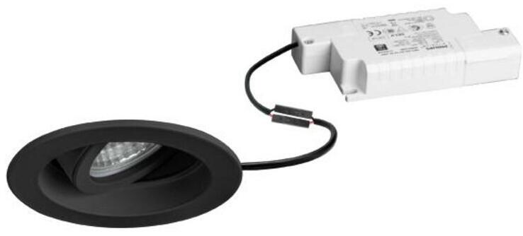 Brumberg TIRRELdeep LED-Einbaustrahlerset mit LED-Modul und Konverter Phasenabschnitt dimmbar, 6W, 730lm, 3000K, rund, schwenkbar, schwarz matt (39063