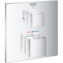 GROHE Grohtherm Cube Thermostat-Brausebatterie, mit integrierter 2-Wege-Umstellung, Fertigmontageset für Rapido SmartBox, EcoJoy, chrom (24154000)