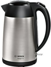 Bosch TWK3P420 Wasserkocher, 2400W, 1,7L,  Abschaltautomatik, Trockengeh- und Überhitzungsschutz, Lift-Switch-off, edelstahl/schwarz
