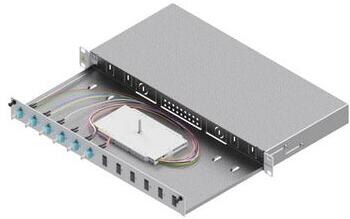 EasyLan LWL-Spleißgehäuse Basic 1HE 12x LC-Duplex Standard OM3 ausziehbar, silber (LSB1B223)
