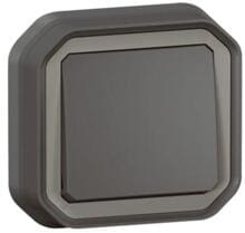 Legrand Plexo New Feuchtraum-Unterputz Wechselschalter 10 AX, Steckklemmen (SL), IP 55, anthrazit (069881L)