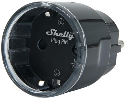 Shelly Plug PM Gen3 smarte Steckdose, Energiezähler, Messfunktion, WLAN, Bluetooth, schwarz