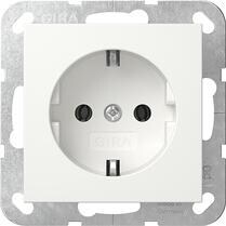 Gira 446627 SCHUKO-Steckdose 16 A 250 V~ ohne Befestigungskrallen System 55, Reinweiß Seidenmatt