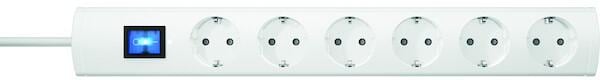 Protec.class PTSD90 6Sw5 Mehrfachsteckdose, 90°Töpfe, Schalter, 6-fach, 5m, weiß (05106311)