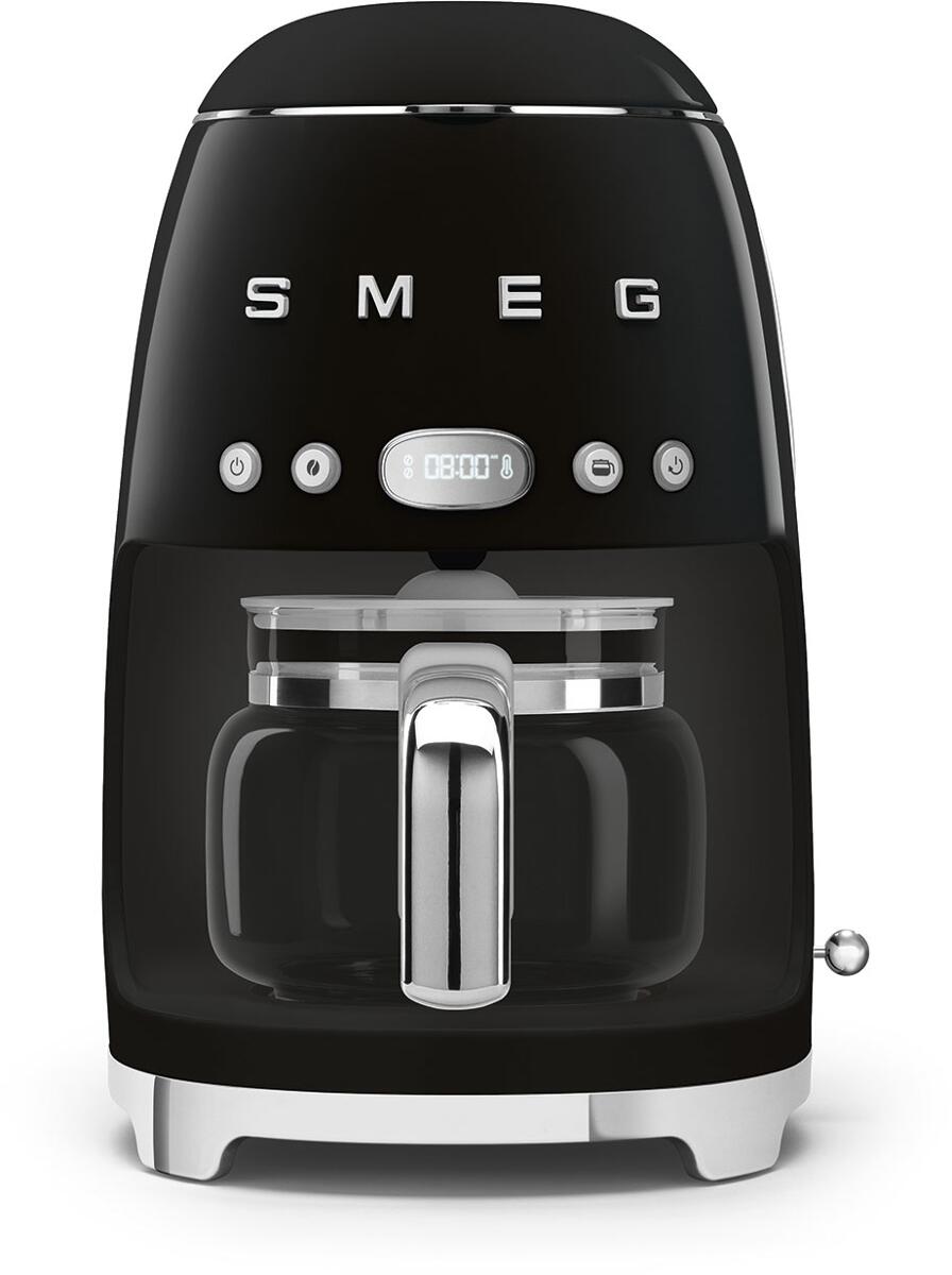 Smeg DCF02BLEU 50"s Style, Filter-Kaffeemaschine, 10 Tassen, LED-Display-Programmuhr, 1,4 L Wassertank, Auto-Start-Modus, Kaffee-Dauerfilter, schwarz