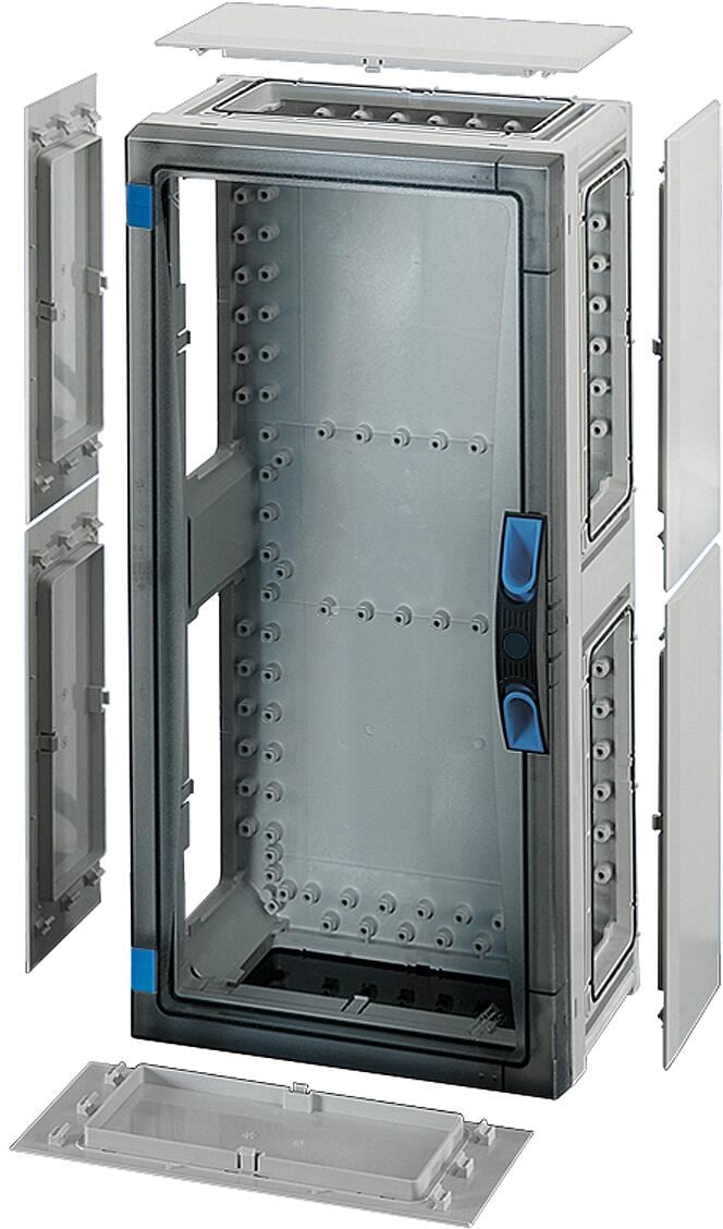 Hensel FP 0341 ENYSTAR Leergehäuse mit Verschlussplatten, Einbaumaße 486x216x140mm, grau