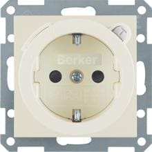 Berker 47088982 Steckdose Schuko mit FI-Schutzschalter und erhöhtem Berührungsschutz, S.1, weiß glänzend