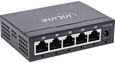 InLine Gigabit Netzwerk Switch 5-Port, 1Gb/s, Desktop, Metallgehäuse, lüfterlos (32305O)