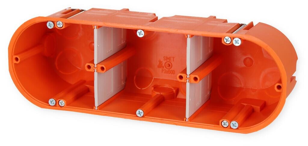f-tronic HW30 Hohlwand-Gerätedose, massiv, 3-fach, 3x Ø 68mm, Tiefe 63mm, orange (7350063)