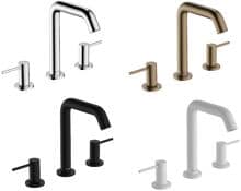 hansgrohe Tecturis S 3-Loch Waschtischarmatur 150 wassersparend+ mit Push-Open Ablaufgarnitur, Messing, 4 l/min