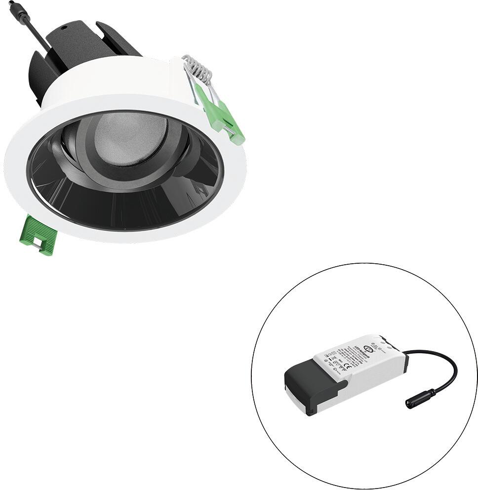 EVN SELECTO LED Deckeneinbau, rund, dreh-/schwenkbar, IP20, 220-240V/AC, 13W, 4000K, 1706lm, inkl. Netzgerät, Phase, Reflektor schwarz/hochglänzend, 2