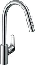 hansgrohe Focus M41 Einhebel-Küchenarmatur 240, wassersparend, Ausziehbrause, 2 Strahlarten, Messing, 220 mm, G ⅜ Anschlussschläuche, mit Rückflussverhinderer, chrom (31833000)