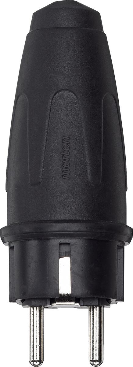 Merten 122151 Gummi-SCHUKO-Stecker, 16 A, 250 V, IP44, schwarz
