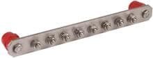 Dehn PAS I 8AP M10 Potentialausgleichsschiene, mit Federring, 8polig, 365 x 40 x 6 mm, V2A (472229)