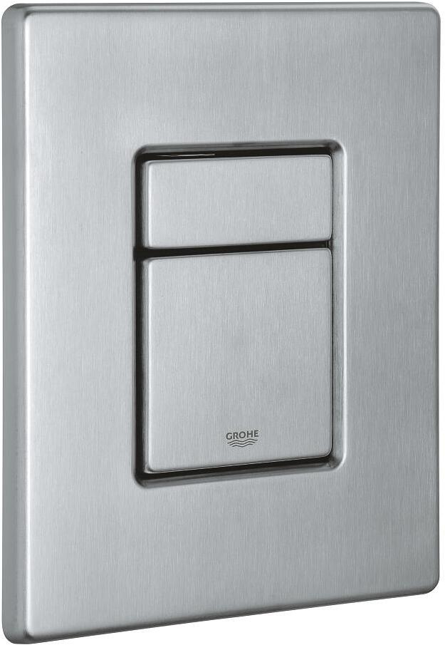 Produktbild von GROHE Skate Cosmopolitan, Abdeckplatte WC 2-Mengen (wassersparende Betätigungsplatte Für Den Spülkasten, Für 2-Mengen Spülung, Drückerplatte Mit Start Und Stopp-Betätigung), Chrom, 38732000