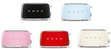 Smeg TSF02 50's Style Toaster, 1500 W, 2 Schlitze, 6 Röststufen, lang