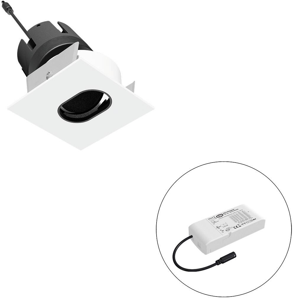 EVN SELECTO LED Deckeneinbau, quadratisch, schwenkbar, IP20, 220-240V/AC, 6W, 4000K, 567lm, inkl. Netzgerät, DALI, Reflektor weiß/matt, 10.548,00cd, e