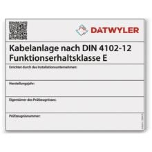 Dätwyler Kabelanlage Kennzeichnungsschild für Kabelanlagen, DIN 4102-12 (1300479), 10 Stück