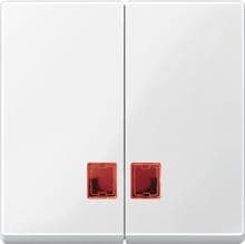 Doppelwippe mit rotem Symbolfenster, Polarweiß glänzend, System M, Merten MEG3456-0319