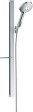 hansgrohe Raindance Select S Duschset 120 3 Strahlarten wassersparend mit Duschstange 90 cm und Ablage, Messing, 8,5 l/min, Chrom, (27649000)