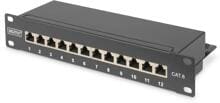 Assmann DN-91612S DIGITUS CAT 6, Klasse E Patch Panel, geschirmt, 12-Ports, schwarz (DN-91612S)