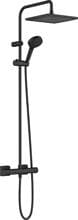 hansgrohe Vernis Shape Duschsystem 240 1 Strahlart wassersparend mit Thermostat, Kunststoff, 6,9 l/min, 240 x 240 mm, Mattschwarz, (26429670)
