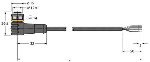 Turck WKC4.4T-5/TXL Aktuator- und Sensorleitung PUR Anschlussleitung (3880252)