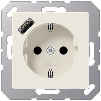 Jung A1520-18A SCHUKO Steckdose mit USB-Ladegerät, Serie AS, weiß